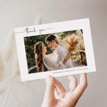 minimalist modern photo wedding thank you card