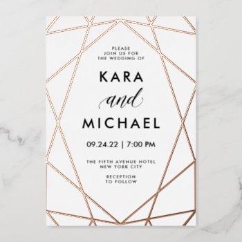 minimalist modern rose gold on white | wedding foil invitation