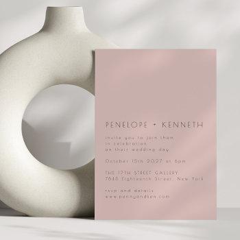 minimalist modern simple dusty blush wedding invitation