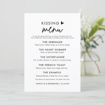 minimalist modern wedding kissing menu invitation