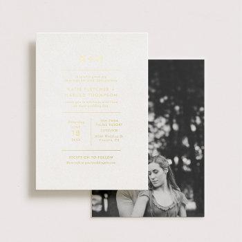 Small Minimalist Photo Wedding Real Gold Foil Front View