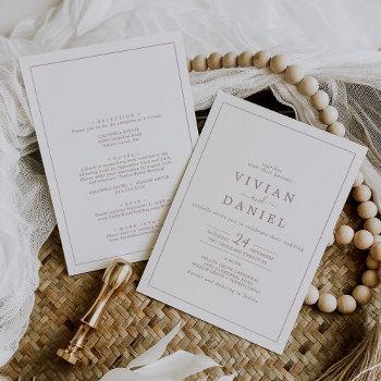 minimalist rose gold all in one wedding invitation