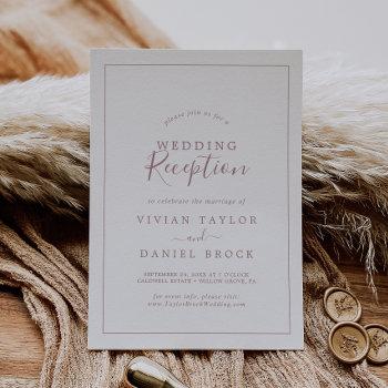minimalist rose gold wedding reception invitation