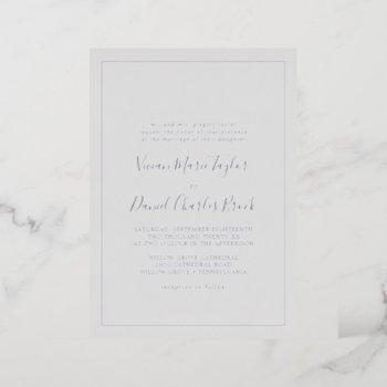 minimalist silver foil | gray traditional wedding foil invitation