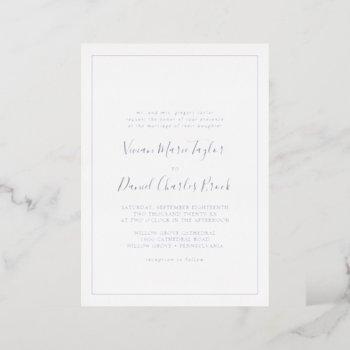 minimalist silver foil traditional wedding foil invitation
