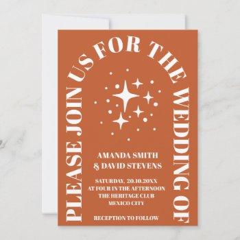 minimalist terracotta arch boho rustic wedding invitation