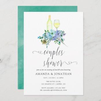 Small Mint And Blue Boho Wine Tasting Couples Shower Front View