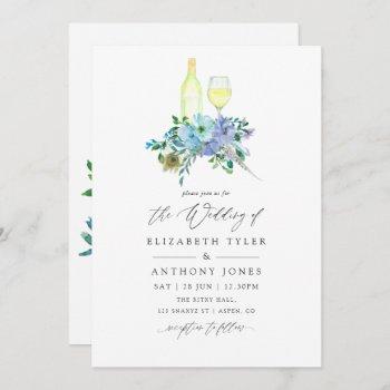 mint and blue watercolor floral wedding invitation