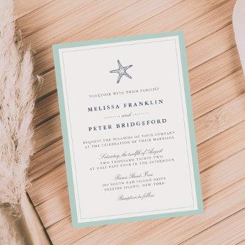Small Mint And Navy Starfish Nautical Wedding Front View