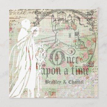 mint floral once upon a time  wedding invitation