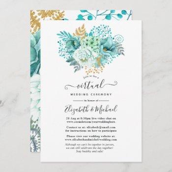 mint watercolor floral online virtual wedding invitation