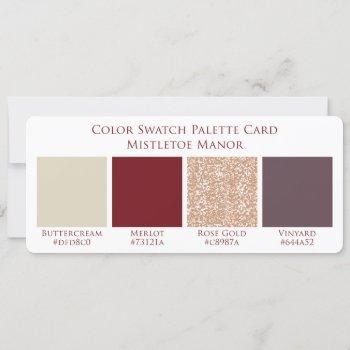 mistletoe manor wedding color swatch palette card