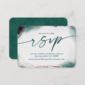 Small Modern Abstract Emerald Wedding Website Rsvp Enclosure Card Front View