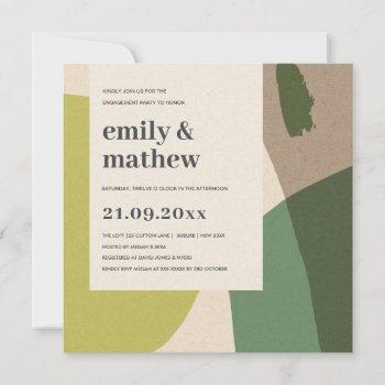 Small Modern Abstract Lime Green Kraft Art Engagement Front View