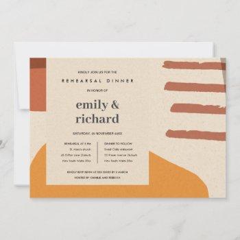 Small Modern Abstract Rust Yellow Art Rehearsal Dinner Front View