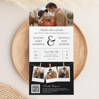 Small Modern Black Ampersand Photo Qr Code Wedding All In One Front View