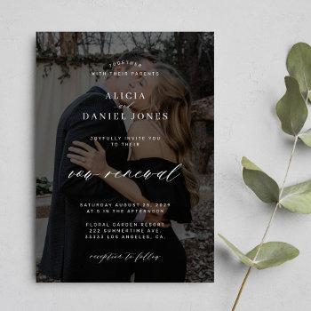 modern black overlay 2 photos vow renewal wedding invitation