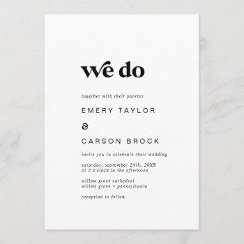modern black typography we do wedding invitation