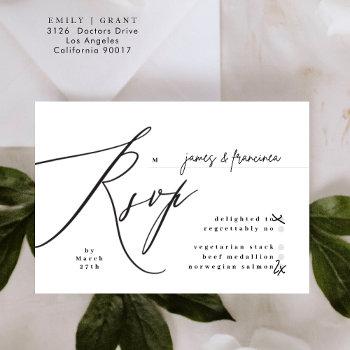 Small Modern Black & White Simple Wedding Rsvp Front View