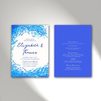 Small Modern Blue Big Surfer Wave Beach All One Wedding Front View