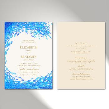 Small Modern Blue Wave Gold Surfer All In One Wedding Front View