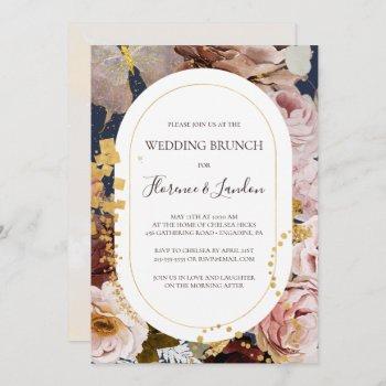 modern blush floral | navy wedding brunch invitation