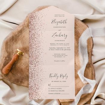 Small Modern Blush Pink Rose Gold Glitter Wedding All In One Front View