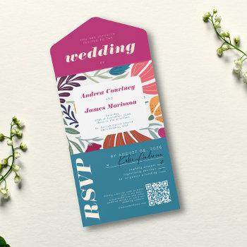 Small Modern Boho Chic Retro Colorful Wedding All In One Front View