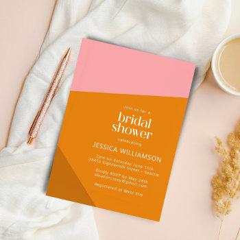Small Modern Bold Geometric Pink Orange Baby Shower Front View