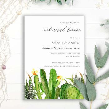 Small Modern Cactus Garden Watercolor Rehearsal Dinner Front View