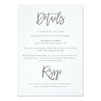 Small Modern Calligraphy Wedding Silver Foil Back View