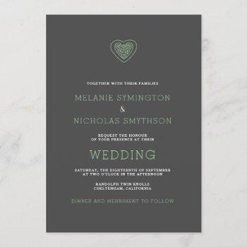 Small Modern Celtic Heart Irish Wedding Invite, 3981 Front View