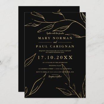 Small Modern Chic Gold Black Leaf Simple Chic Wedding Front View