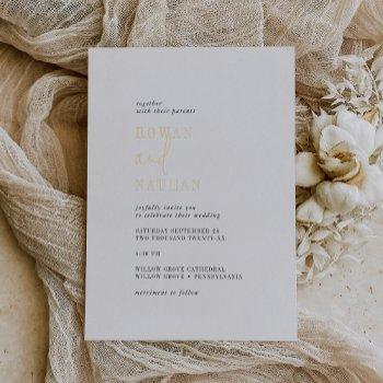 modern chic gold foil black white casual wedding foil invitation