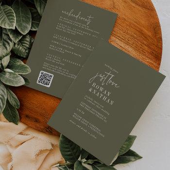 Small Modern Chic Olive Green Weekend Events Qr Wedding Front View