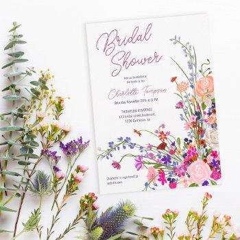Small Modern Chic Wild Flowers Script Baby Shower Front View