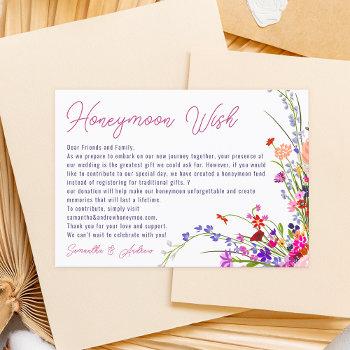 Small Modern Chic Wild Flowers Wishing Well Wedding Enclosure Card Front View