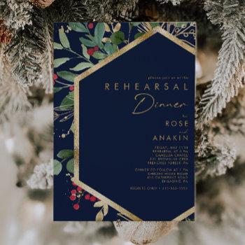 Small Modern Christmas Greenery | Navy Rehearsal Dinner Front View