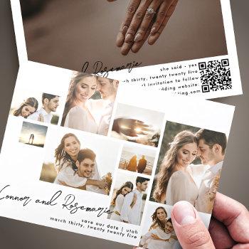 Small Modern Collage Customizable Qr Code Multi Photo Save The Date Front View