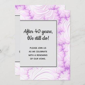 modern creamy white and violet fractal vow renewal invitation