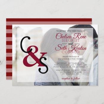 modern day wedding or anniversary - red maroon invitation