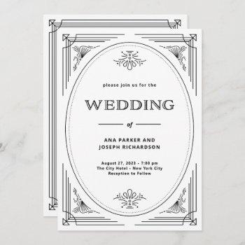 modern deco | elegant black and white wedding invitation