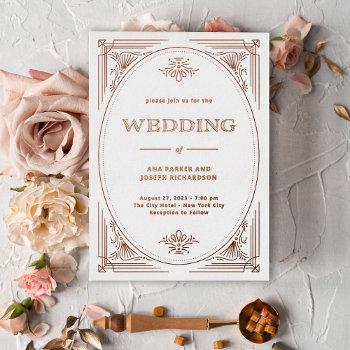 modern deco | elegant rose gold wedding foil invitation