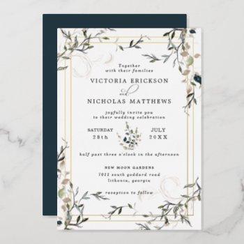 modern delicate spring greenery wedding invitation foil invitation