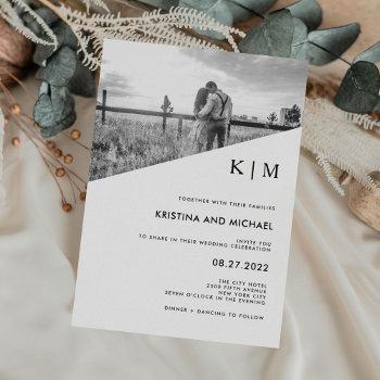 modern diagonal | photo wedding invitation