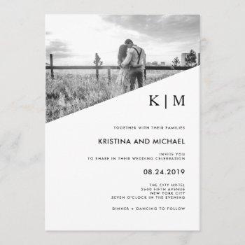 modern diagonal | photo wedding invitation