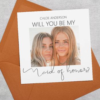 modern double sided photo maid of honor proposal invitation