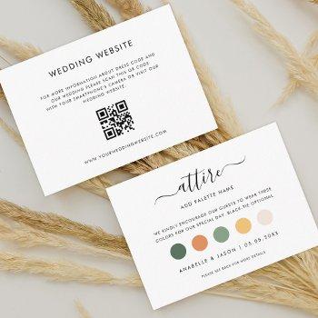 Small Modern Dress Code Wedding Attire For Guest Qr Code Enclosure Card Front View