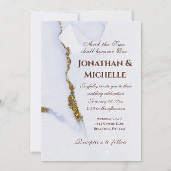Small Modern Dusty Blue And Gold Christian Wedding Front View