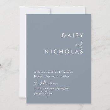 modern dusty blue wedding invitation